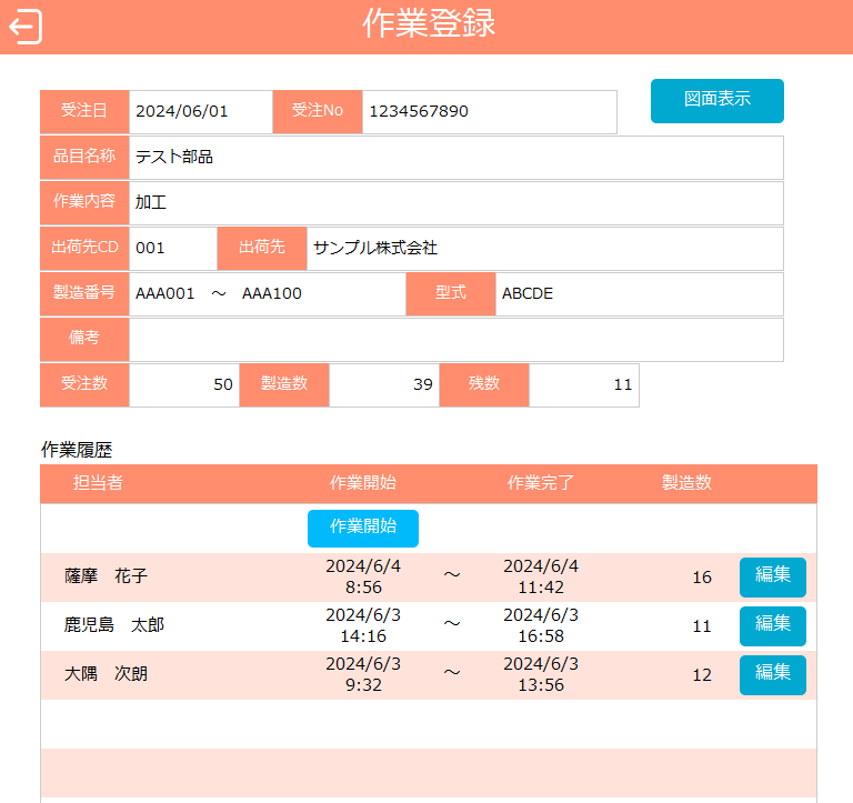 作業登録
