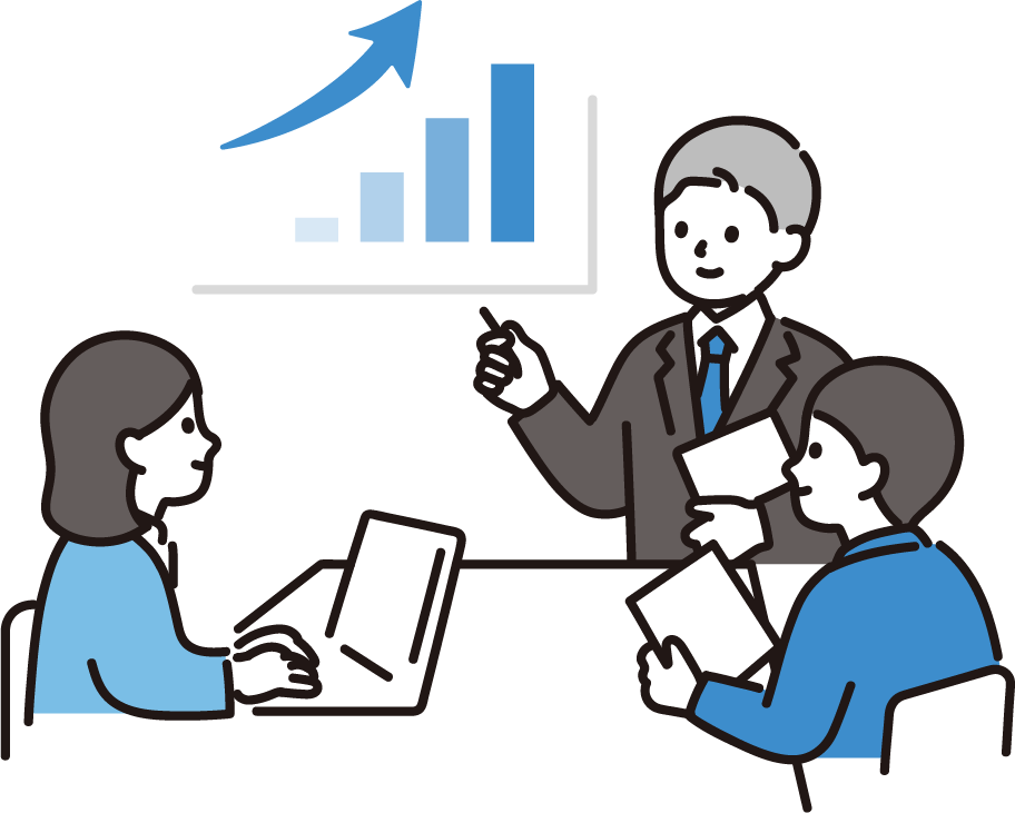 企業担当者と導入支援担当者が打ち合わせしている様子